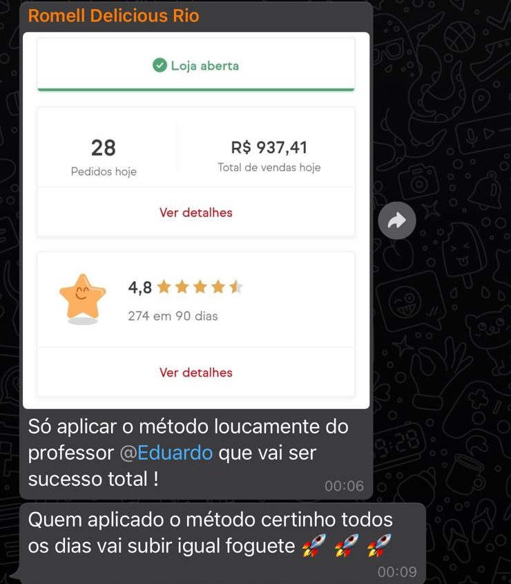 Print do Romell: 28 pedidos e nota 4,8
