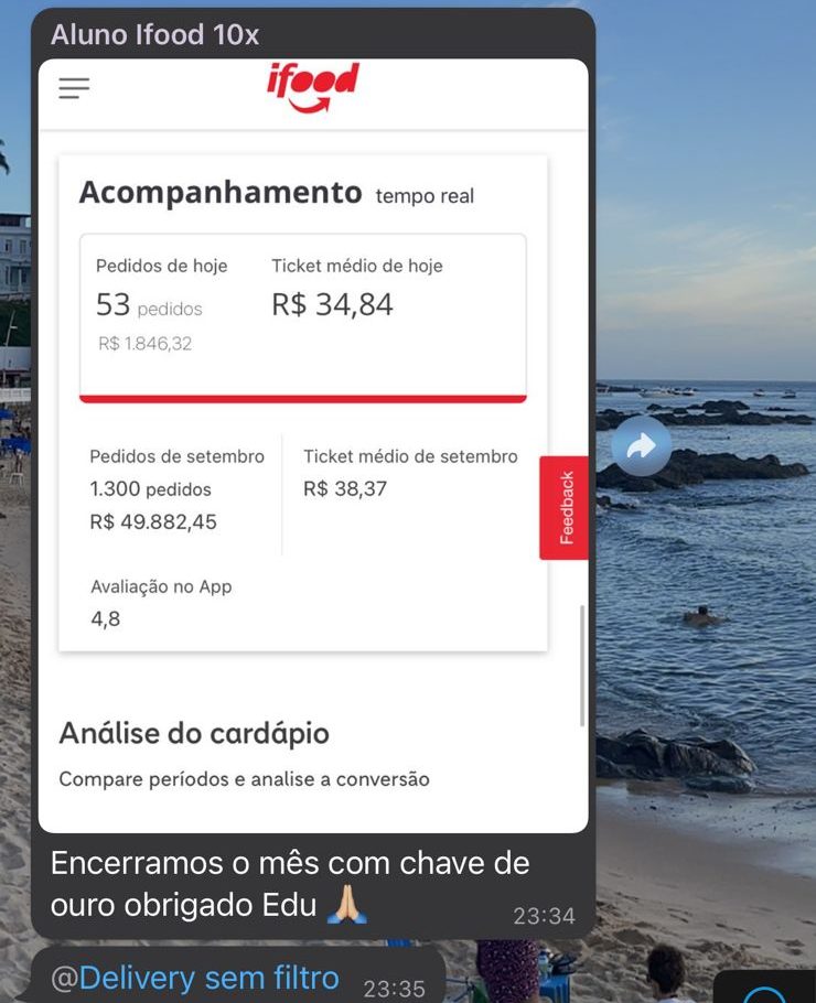 Print de aluno: 1.300 pedidos em setembro